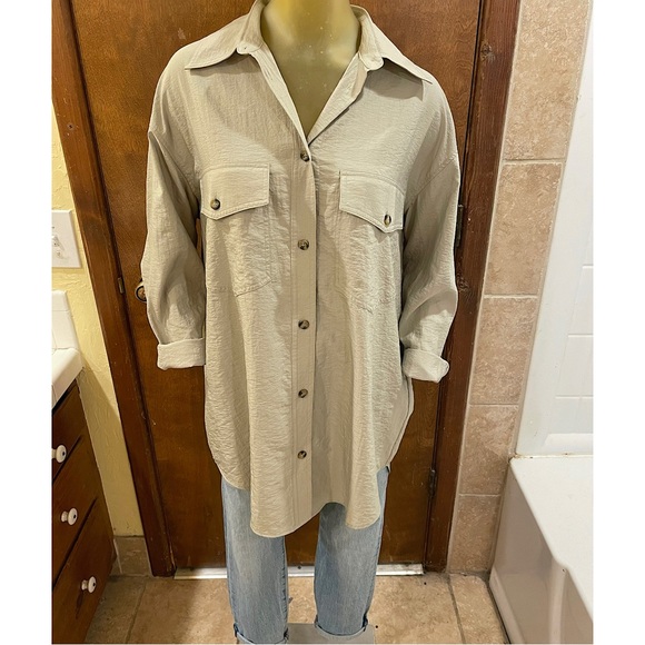 H&M Sage Green Oversized Shirt. NWT size small. - Picture 8 of 16